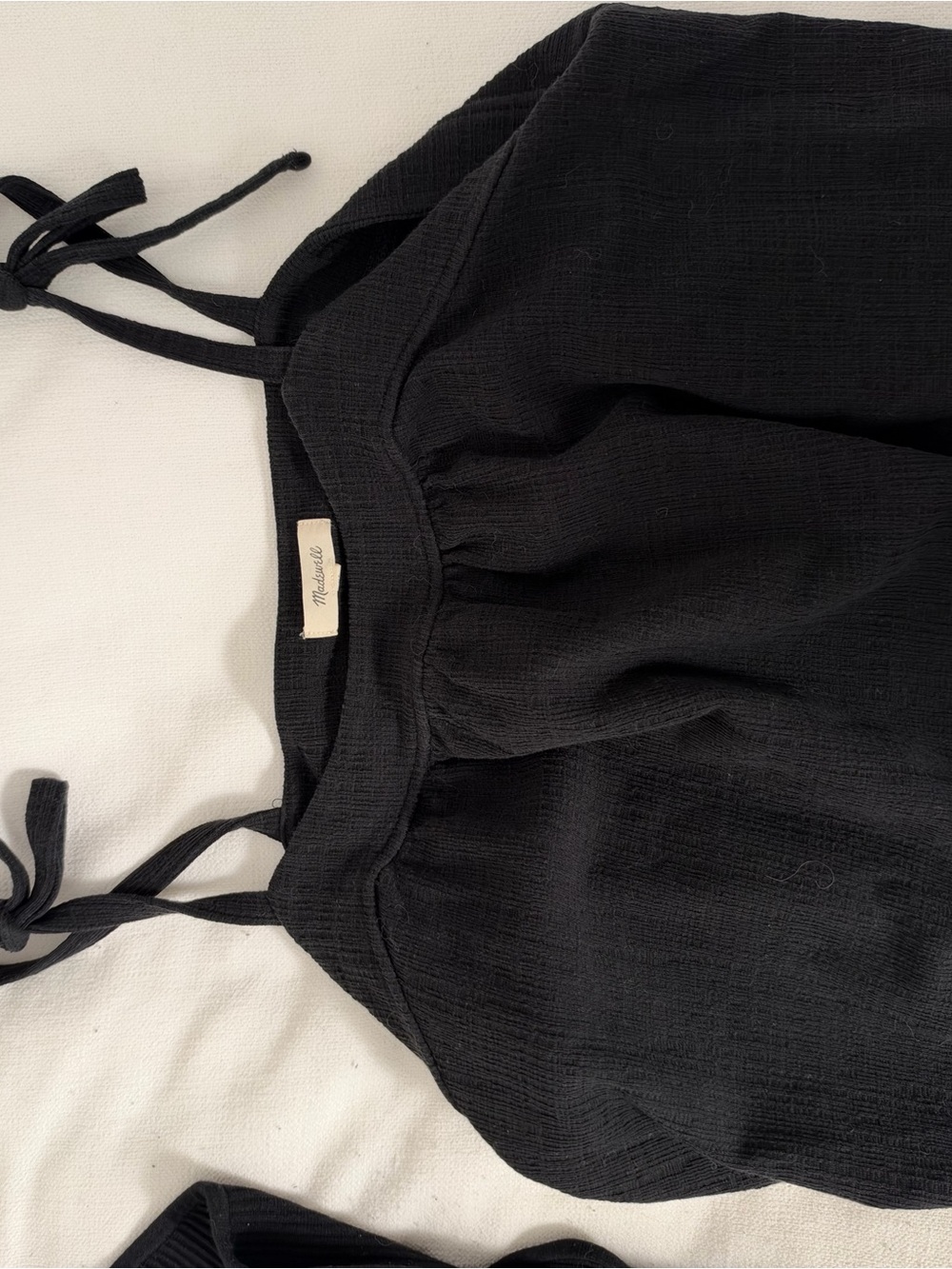 Madewell Black Cotton Gauze Tie-Shoulder Tank
